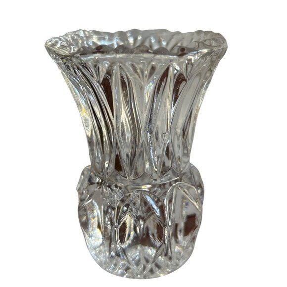 Vintage Crystal Glass Bud Vase With Intricate Cut Design - Picture 2 of 7